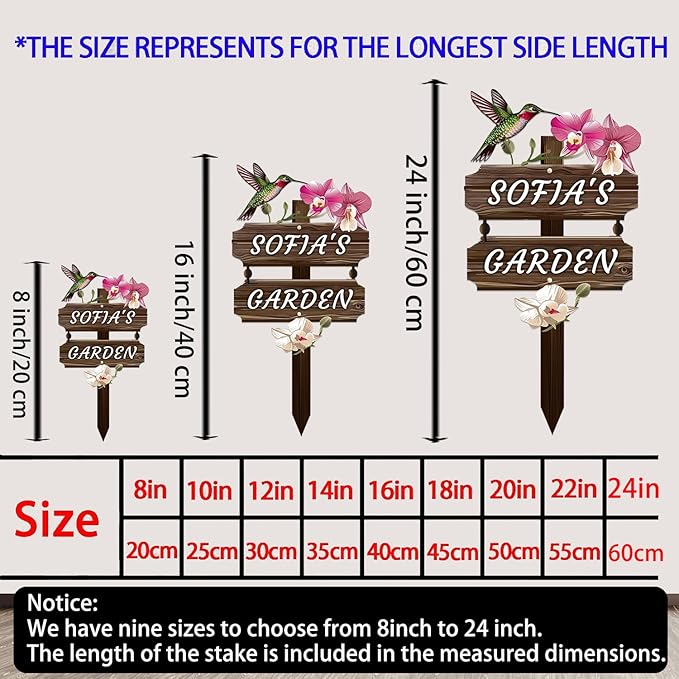 Personalized Watercolor Bird Metal Sign with Stake,Custom Gardener Last Name Signs Outdoor Decor,Customized Gardening Housewarming Gifts,Birds on the Branch Plaques for Patio Lawn Porch Backyard Farm-Ruum Studio Home