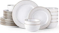 GBHOME Ceramic Dinnerware Sets, 24 pcs Embossed Elegant Stoneware Plates and Bowls Sets, Housewarming Wedding Gift | Dishwasher & Microwave Safe | Dishes Set Service for 8-Ruum Studio Home