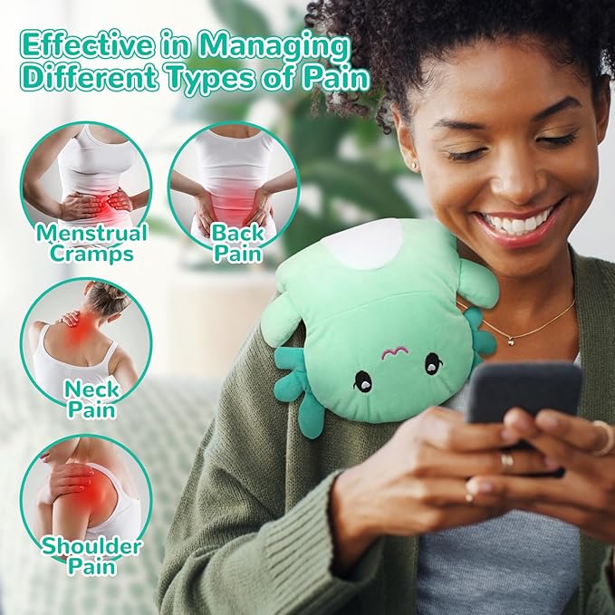 Microwave Heating Pad for Pain Relief, 16" x 11" Microwavable Heating Pads for Cramps, Back Pain, Neck Shoulder, Muscles, Knee, Joints, Natural Heat Pack Moist Heat, Mint Axolotl-Ruum Studio Home