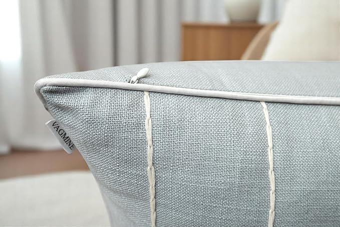 VAGMINE Hand Embroidered Daisy Accent Throw Pillow Cover - 20x20 Inches Square - 100% Cotton Robins Egg Decorative Cushion Cover for Couch, Sofa, Chair - Textured Embroidery - Boho Floral Home Décor-Ruum Studio Home