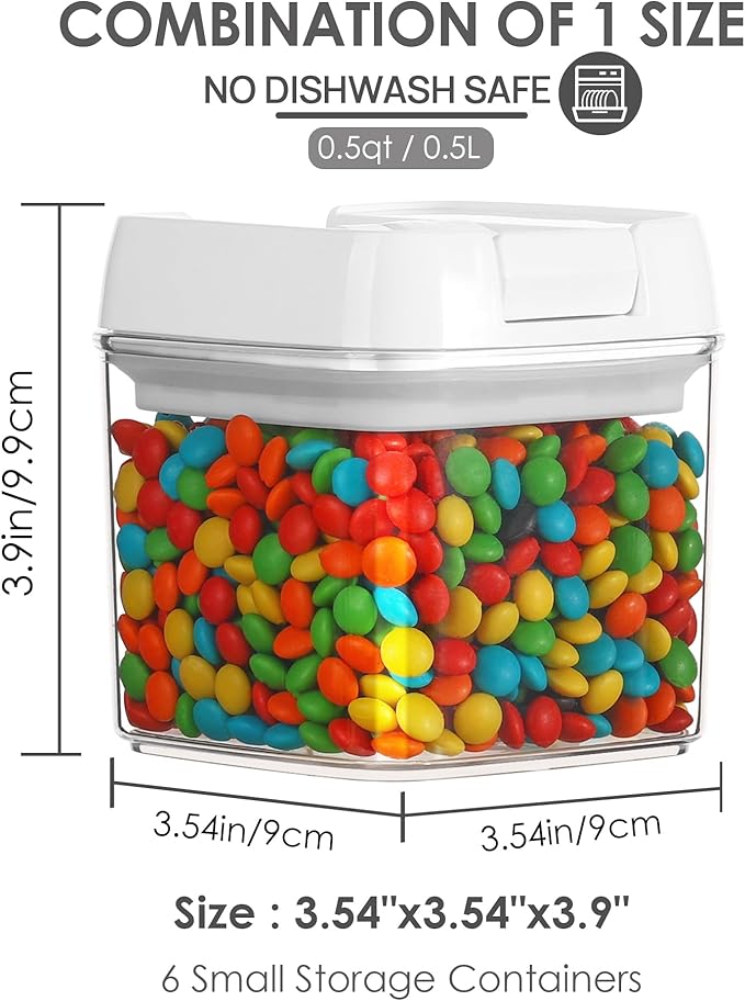 Vtopmart 6 PCS Airtight Food Storage Containers, BPA Free Plastic Snack Containers with Easy Lock Lids, for Kitchen Pantry Organization and Storage, Include 24 Labels, 0.5L-Ruum Studio Home