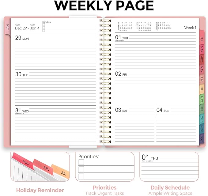 Planner 2026, 8.5" x 11" Monthly & Weekly Planner with Tabs, JAN - DEC 2026, Goal Setting & Time Management Organizer for Professionals & Students-Ruum Studio Home