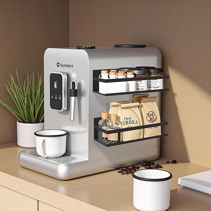 Magnetic Spice Rack Organizer for Fridge Seasoning Organizer for Kitchen Storage With Screw Magnetic Shelf for Oven, RV,Garage,Bathroom(Black, 4pack)-Ruum Studio Home