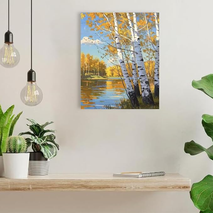 Poplar trees beside the blue sky and white clouds are suitable for living rooms bedrooms and offices Landscape posters and wall paintings-Ruum Studio Home