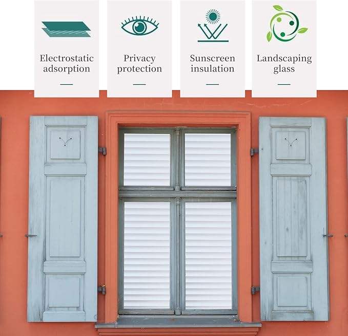 Window Privacy Film with Installation Tools, Blinds Pattern, Static Cling, Anti UV, Heat Control, Ideal for Home Shower Office Glass Door (Blinds Pattern, 35.4X157.4Inch)-Ruum Studio Home