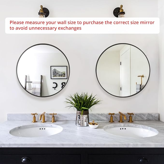 Fabuday Black Circle Mirror for Wall 20 inch - Round Mirrors for Bathroom, Entryway, Living Room, Hallway, Bedroom Decor, Small Matte Framed-Ruum Studio Home