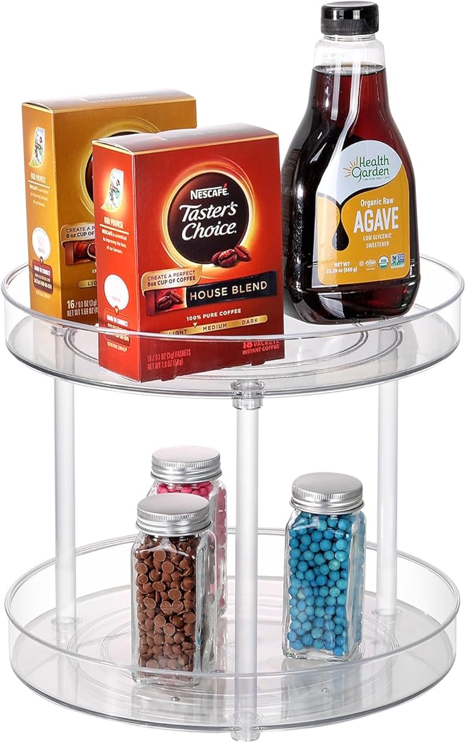 Clear Lazy Susan Organizer, Rotating Kitchen Pantry Organization and Storage, Medicine Cabinet Organizer, Lazy Susan Turntable Organizer for Cabinets, Bathroom, Refrigerator, Dresser, Spice Organizer-Ruum Studio Home