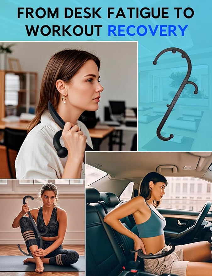 Deep Tissue Massage Cane - Handheld Back & Neck Massager for Muscle Pain Relief, Trigger Point Therapy, Shoulder Knot Remover - Muscle Relaxation Tool for Home Office Travel - Self Massage Stick-Ruum Studio Home