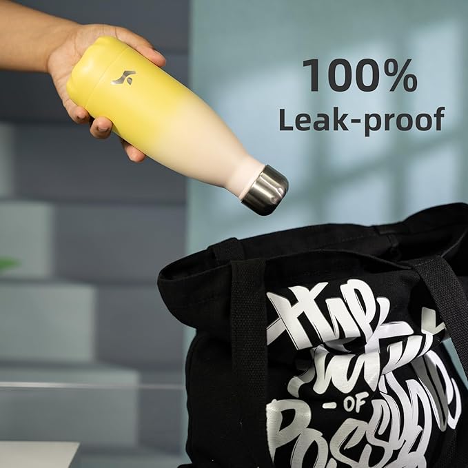 Insulated Water Bottles,12 oz Double Wall Stainless Steel Vacumm Metal Flask for Sports Travel,Lemon-Ruum Studio Home