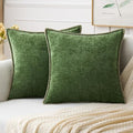 MIULEE Pack of 2 Christmas Pillow Covers 22x22 Inch Moss Green Farmhouse Decorative Throw Pillow Covers with Stitched Edge Soft Chenille Solid Dyed Couch Pillow Covers for Sofa Bed Living Room-Ruum Studio Home