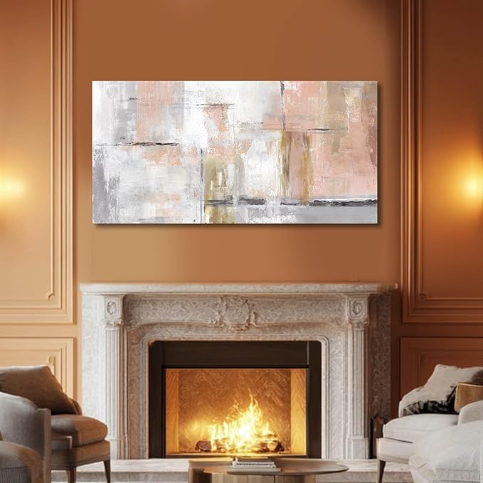 SOUGUAN Canvas Art Gold Wall Decor for Girl Pink Pictures for Living Room Wall Decoration Abstract Wall Art White Modern Painting Pictures 20"x40"-Ruum Studio Home