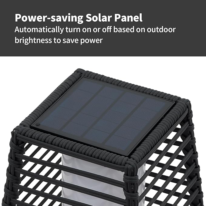 Outdoor Floor Lamp Weather-Resistant Outdoor Wicker Light Solar Powered Lantern Deck Lights for Patio Yard Garden-Ruum Studio Home