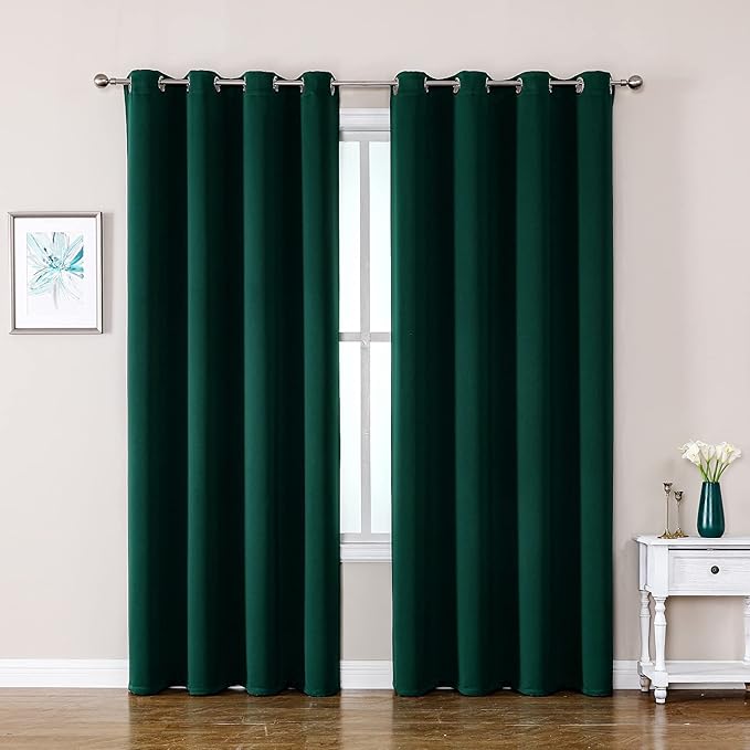 ChrisDowa Blackout Curtains 90 Inches Long 2 Panels Set for Living Room, Grommet Thermal Insulated Room Darkening Curtains for Bedroom (Forest Green, 52 x 90 Inch)-Ruum Studio Home