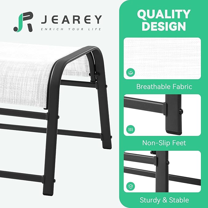 JEAREY All-Weather Outdoor Footstools Patio Ottoman Footrest Set of 2, Ergonomically Designed for Garden, Deck, Yard & Poolside - White-Ruum Studio Home