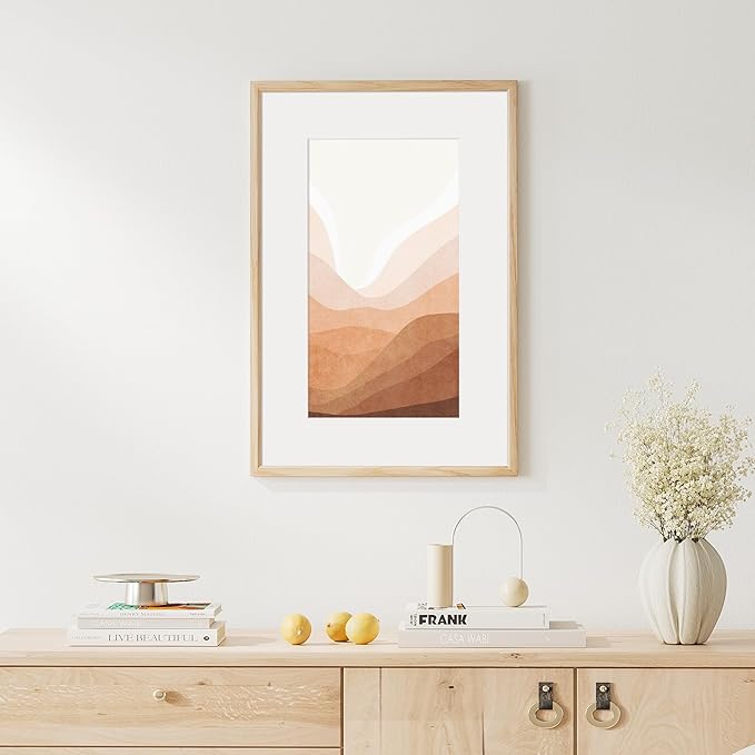 16x24 Poster Frame Natural Solid Oak Photo Frames with 12x18 Removable Mat Wall Hanging Large Handcrafted Frame with HD Plexiglass Wall and Tabletop Display Large Picture Frame-Ruum Studio Home