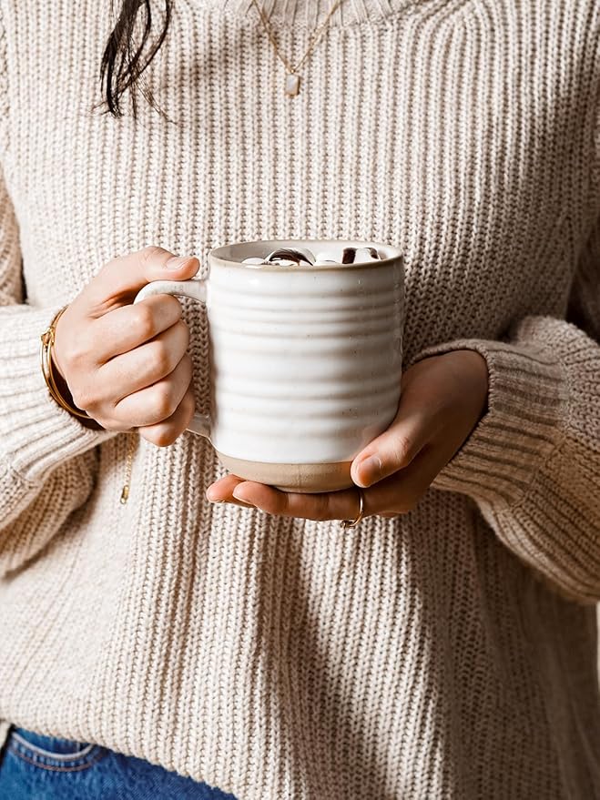 LE TAUCI Coffee Mugs 15 oz,Ceramic Mug Set, Coffee Cups for Latte, Hot Tea, Cappuccino, Mocha, Cocoa, Dishwasher Safe, Suit For Housewarming Wedding- 3.5 inch, Set of 4, Arctic White-Ruum Studio Home