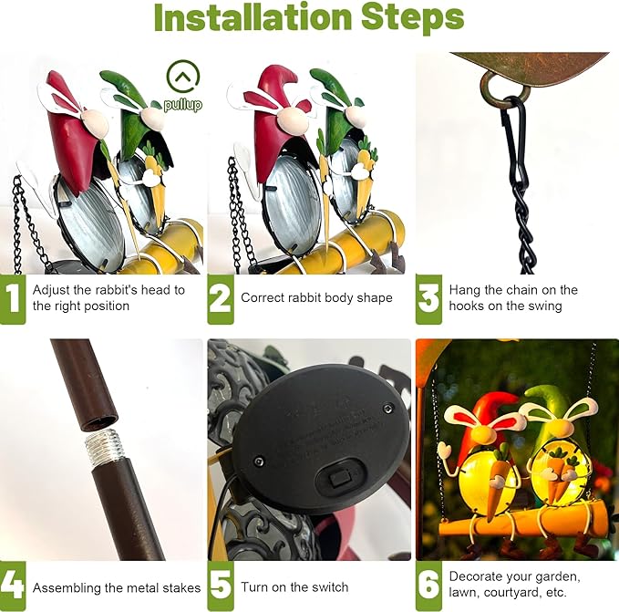 HONGLAND Solar Lights Outdoor Decor, Gnomes Swing Garden Decor, Funny Gardening Gifts for Women Mom, Gnome Outdoor Decorations with Welcome Sign for Front Porch Patio-Ruum Studio Home