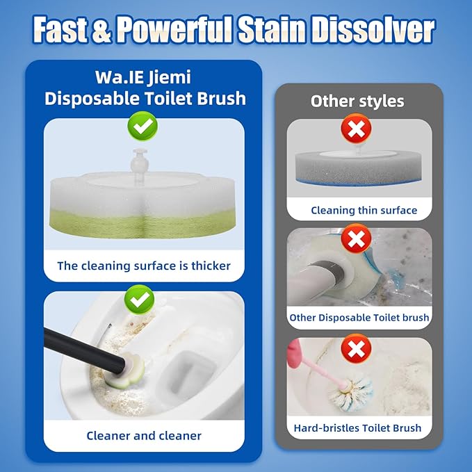 Toilet Bowl Cleaner Wand Refills,70 PCS Disposable Toilet Brush Heads Compatible with Wa.IE Jiemi and Most Wand,Disposable Wand Heads for Deep Cleaning-Ruum Studio Home