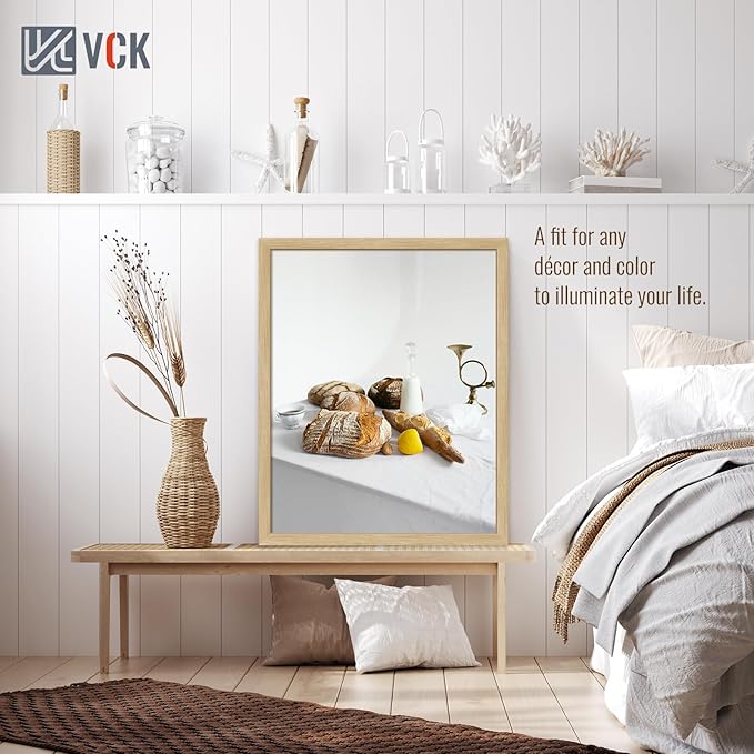 VCK 20x30 Oak Wood Frame for Poster & Picture, Natural Solid Wood Photo Frames 3 Pack, Wall Mounting Hanging-Ruum Studio Home