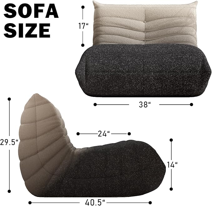 Bean Bag Chair, Fireside Chair Bean Bag Sofa Large Bean Bag Chair for Adults, Bean Bag Chairs for Teens with High Density Comfortable Foam, Memory Foam Bean Bag for Living Room, Bedroom (Black&White)-Ruum Studio Home