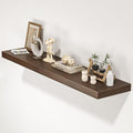Floating Shelves for Wall, 48" W x 9.3" D x 1.5" H, Wooden Wall Mounted Display Shelves with Invisible Brackets for Living Room, Bedroom, Bathroom, Kitchen Decor and Storage, Set of 1, Walnut-Ruum Studio Home