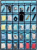 Classroom Pocket Chart for Phone Calculator Holder Over The Door Hanging Closet Jewelry Organizer with 30 Clear Pockets (Blue)-Ruum Studio Home