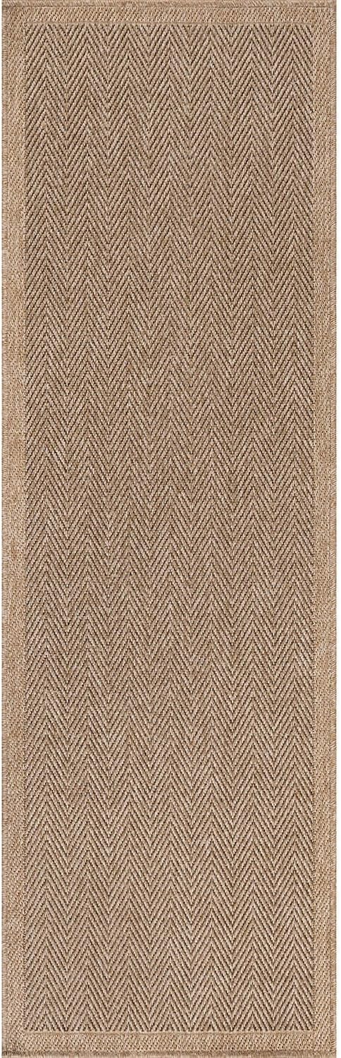 CAMILSON Indoor and Outdoor Runner Rug Natural Herringbone Seagrass Boho Design Easy-Cleaning Non Shedding Fiber Living Room Bedroom Garden Patio and Kitchen Washable Outside Carpet Alfombras (2x7)-Ruum Studio Home