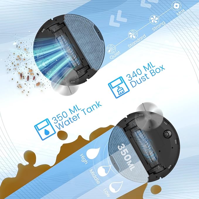 Robot Vacuum and Mop Combo, Self-Emptying, 60-Day Capacity, Schedule, 180mins Runtime, Home Mapping, Wi-Fi/App/Alexa/Remote, Robotic Vacuum Cleaner for Pet, Hard Floors, Carpet-Ruum Studio Home