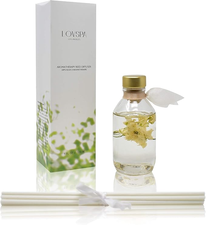 LOVSPA Reed Diffuser Set, Coconut Cabana Scented Oil Diffuser with Sticks, Home Fragrance Accessories for Bathroom Shelf Decor, Aroma Diffusers for Home or Office Desk, USA Made-Ruum Studio Home