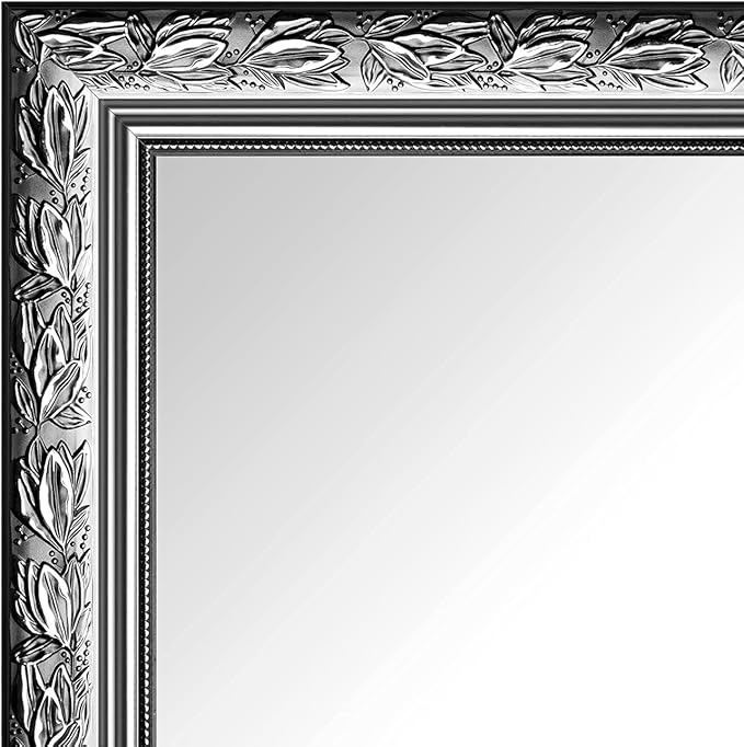 Bathroom Wall Mirror, Decorate Bathroom Mirrors for Wall, Rectangle Modern Bathroom Wall Mounted Mirror Vertical or Horizontal Hanging for Living Room (Silver Frame 32''x24'')-Ruum Studio Home
