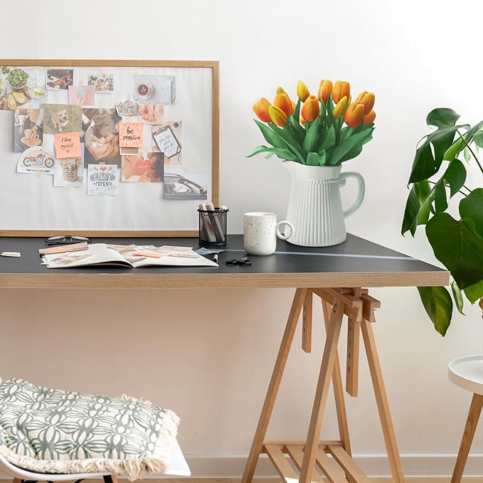 15pcs Artificial Tulips Flowers, Fake Tulips Real Touch, Faux Latex Bouquets, for Party Wedding Home Room Decoration (Orange)-Ruum Studio Home