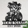 Personalized Highland Cow Name metal Signs,Custom Highland Cow Metal Shed Wall Decor,Black Metal Wall Art Plaques Outdoor wall Decorative Signage (Style B)-Ruum Studio Home