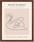Poster Master Vintage Poster - Retro One Line Swan Drawing Print - Swan Art - Bird Art - Minimal Gift for Her, Animal Lover - Abstract Decor for Home, Office, Bedroom, 16x20 Brown Framed-Ruum Studio Home