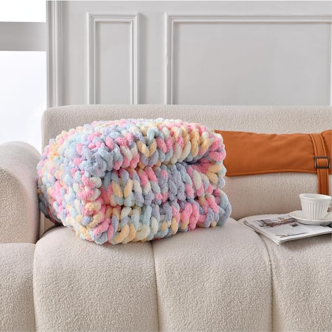 Ultra Soft Chunky Knit Blanket Throw -40x50 Hand Knitted Warm Chenille Throw Blanket, Home Decor Soft Thick Yarn Cable Knit Blanket Breathable Fleece Banket Christmas for Couch Bed Sofa Best GIF-Ruum Studio Home