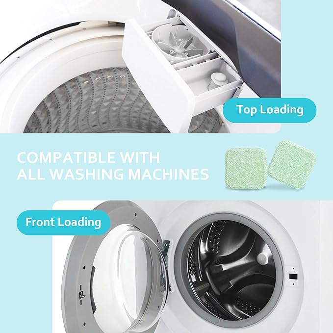 Washer Machine Cleaner Tablets-24Pack-12 Month Supply,Formulated for Pet Owners Washing Machine Cleaner,Compatible with HE,Easily pet hair remover for laundry.Top & Front Load Washer.Septic Safe.-Ruum Studio Home