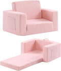 2-in-1 Toddler Chair Sherpa Couch - Soft Kids Lounger for Bedroom, Convertible Sofa for Girls and Boys, Reading Chair, Pink-Ruum Studio Home