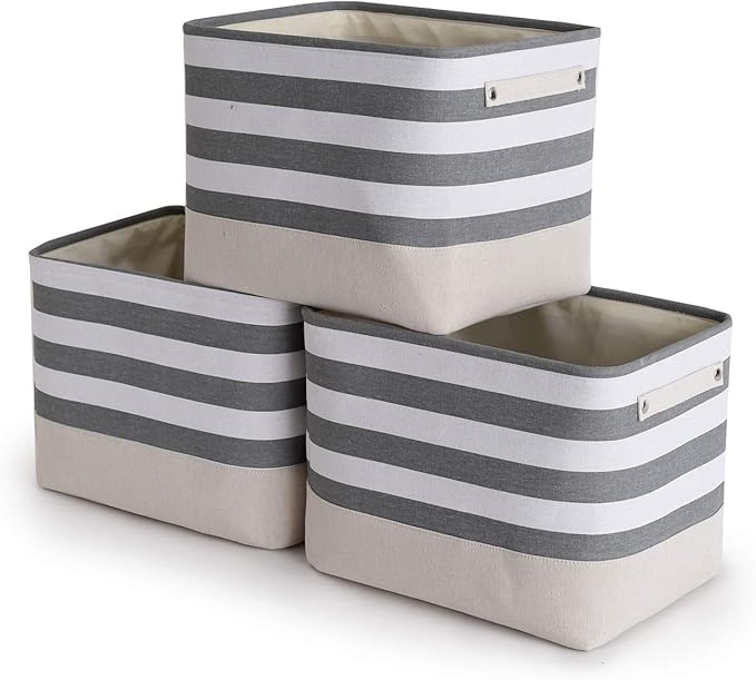 TheWarmHome Extra Large Cube Storage Bins Baskets for Organizing, Sturdy Fabric Storage Basket Cube W/Handles, Decorative Foldable Storage Baskets for Shelves Closet Nursery Toy (3 Pack 16×12×12inch)-Ruum Studio Home