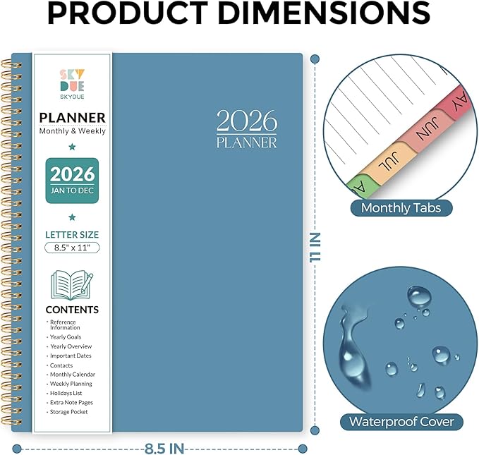 Planner 2026, 8.5" x 11" Monthly & Weekly Planner with Tabs, JAN - DEC 2026, Goal Setting & Time Management Organizer for Professionals & Students-Ruum Studio Home