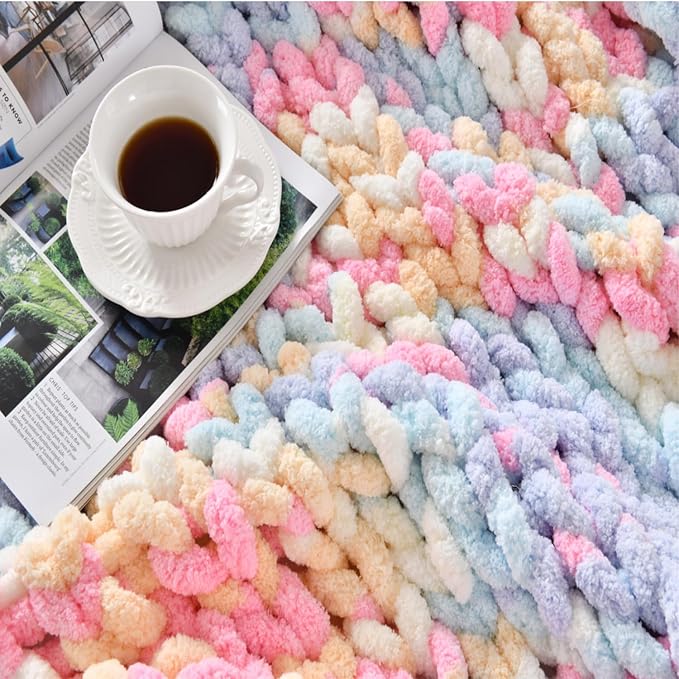 Ultra Soft Chunky Knit Blanket Throw -40x50 Hand Knitted Warm Chenille Throw Blanket, Home Decor Soft Thick Yarn Cable Knit Blanket Breathable Fleece Banket Christmas for Couch Bed Sofa Best GIF-Ruum Studio Home