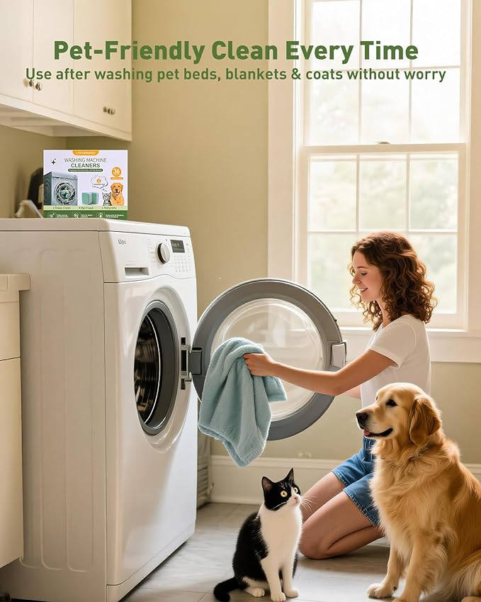 Washing Machine Cleaner Tablets – 36 Count, 18-Month Supply – Pet Hair & Odor Remover – Safe for Septic, Works with All Washers – Unscented – Washer Cleaner for Pet Owners-Ruum Studio Home