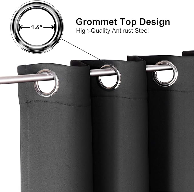 ChrisDowa Small Window Curtains 40 inches Long for Bedroom - Grommet Short Thermal Insulated Room Darkening Curtains for Kitchen (2 Panels, Dark Grey, 29 x 40 Inch)-Ruum Studio Home