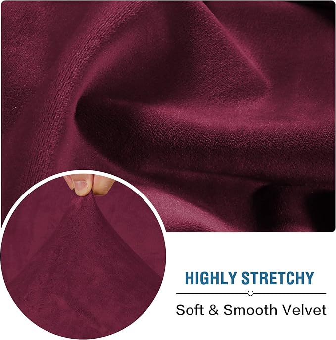H.VERSAILTEX Velvet Stretch Couch Cushion Cover Plush Cushion Slipcover for Chair Loveseat Sofa Cushion Furniture Protector Seat Cushion Sofa Cover (2 Piece Medium Sofa Cushion Covers, Burgundy)-Ruum Studio Home