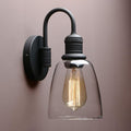 1-Light Vintage Wall Sconce, Yosoan Black Industrial Fixture Light with Elegant Gooseneck Curved Rod, Indoor Clear Glass Shade Wall Lamp Lighting for Bathroom Porch Kitchen Living Room Restaurant-Ruum Studio Home