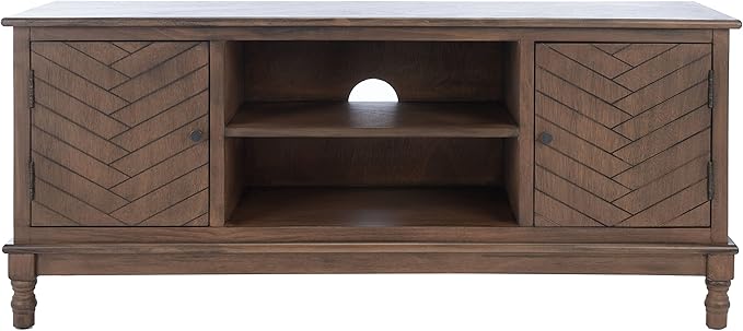 SAFAVIEH Magnolia TV Stand for up to 55" Flatscreen – Brown, 2 Doors with Interior Storage, 2 Open Shelves, Entertainment Media Console (MED5702C)-Ruum Studio Home