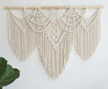 large macrame wall hanging - Boho Tapestry Macrame Wall Decor Art- Chic Bohemian Handmade Woven Tapestry Home Decoration for Bedroom Living Room Apartment Wedding Party - 43"x32" (Beige-fringe)-Ruum Studio Home