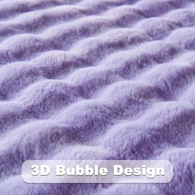 NEWCOSPLAY Faux Fur Throw Blanket Lavender Bubble Blanket Thick Warm Soft for Couch Sofa Bed 550GSM (Lavender, Throw(50"x60"))-Ruum Studio Home