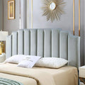 24KF Steel Gray Velvet Tufted King Upholstered Headboard, Modern Vertical Channel Design California King Headboard with Stepped Silhouette Top Edge, Steel Gray-Ruum Studio Home