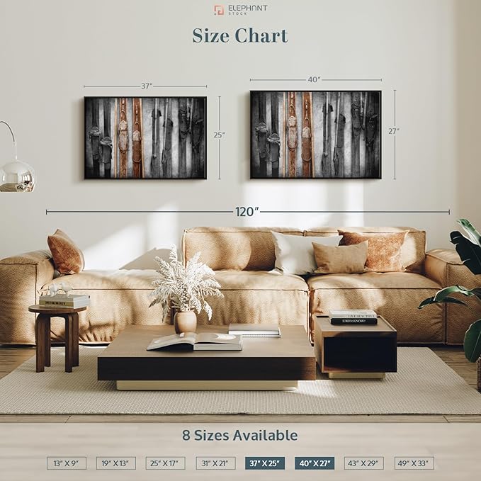 ElephantStock Ski Collection Wall Art - Horizontal Framed Canvas - 1-Piece Bathroom Wall Decor - Photography sports Canvas Print - Brown and Black Decor for Wall - 37" X 25"-Ruum Studio Home