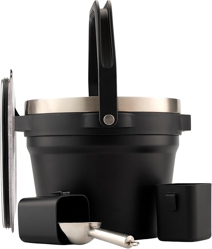 Large Insulated Ice Bucket with Lid – Stainless Steel Ice Bucket and Scoop – Ice Buckets for Parties, Bars – Ice Bucket with Lid and Scoop – Outdoor Ice Bucket, Cocktail Use (Black)-Ruum Studio Home