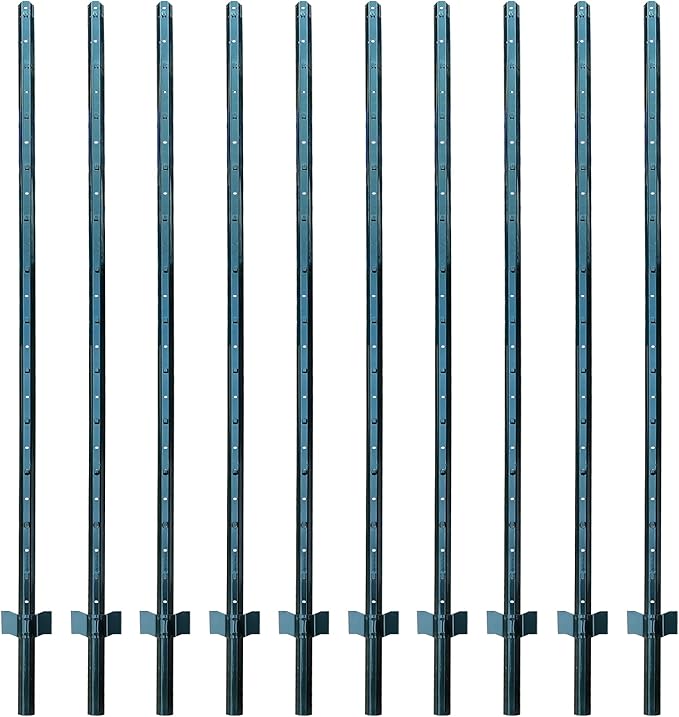 ARIFARO Fence Posts 7 Feet Sturdy Duty Metal Fence Post, Pack of 10, No Dig Garden U Post for Wire Fencing Steel Poles for Yard, Outdoor Wire-Ruum Studio Home